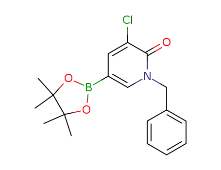 Molecular Structure of 1010101-14-0 (1-benzyl-3-chloro-5-(4,4,5,5-tetramethyl-1,3,2-dioxaborolan-2-yl)pyridin-2(1H)-one)