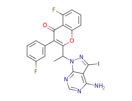 2-(1-(4-amino-3-iodo-1H-pyrazolo[3,4-d]pyrimidin-1-yl)ethyl)-5-fluoro-3-(3-fluorophenyl)-4H-chromen-4-one