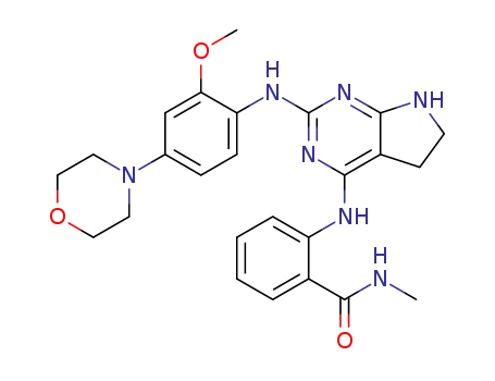 Molecular Structure of 1312162-29-0 (2-(2-(2-methoxy-4-morpholinophenylamino)-6,7-dihydro-5H-pyrrolo[2,3-d]pyrimidin-4-ylamino)-N-methylbenzamide)
