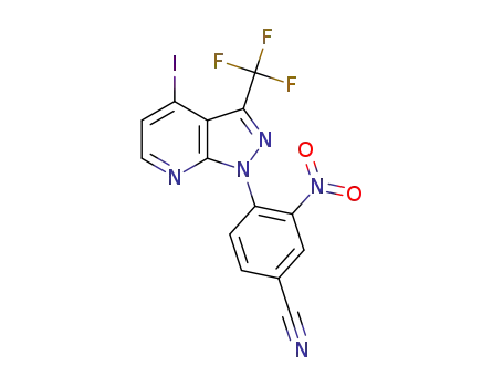 Molecular Structure of 1260539-62-5 (4-{4-iodo-3-(trifluoromethyl)-1H-pyrazolo[3,4-b]pyridin-1-yl}-3-nitrobenzonitrile)