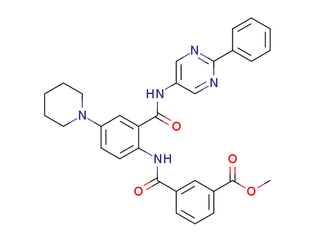 methyl 3-((2-((2-phenylpyrimidin-5-yl)carbamoyl)-4-(piperidin-1-yl)phenyl)carbamoyl)benzoate
