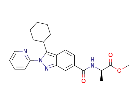 Molecular Structure of 1352083-28-3 (methyl N-{[3-cyclohexyl-2-(pyridin-2-yl)-2H-indazol-6-yl]carbonyl}-D-alaninate)