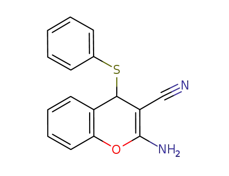 4H-1-Benzopyran-3-carbonitrile, 2-amino-4-(phenylthio)-
