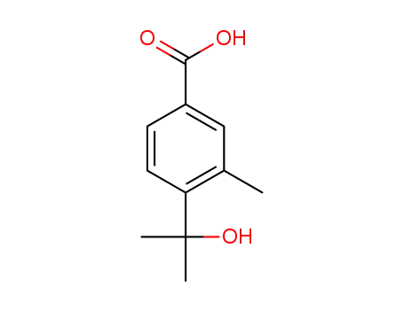 Molecular Structure of 1346608-59-0 (4-(1-hydroxy-1-methyl-ethyl)-3-methyl-benzoic acid)