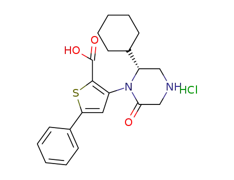 3-((R)-2-cyclohexyl-6-oxopiperazin-1-yl)-5-phenylthiophene-2-carboxylic acid hydrochloride