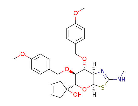 1-((3aR,5S,6S,7R,7aR)-6,7-bis(4-methoxybenzyloxy)-2-(methylamino)-5,6,7,7a-tetrahydro-3aH-pyrano[3,2-d]thiazol-5-yl)cyclopent-3-enol