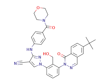 1-[3-(6-tert-butyl-1-oxophthalazin-2(1H)-yl)-2-(hydroxymethyl)phenyl]-3-[4-(morpholine-4-carbonyl)phenylamino]-1H-pyrazole-4-carbonitrile