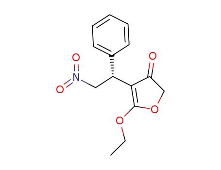 Molecular Structure of 1361938-46-6 ((R)-5-ethoxy-4-(2-nitro-1-phenylethyl)furan-3(2H)-one)