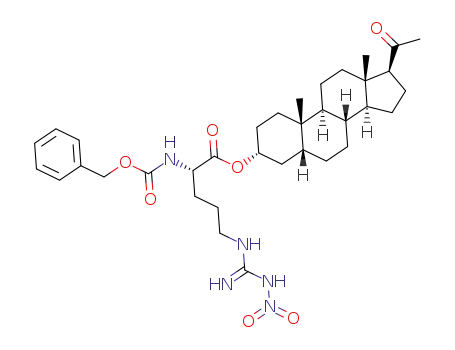 Molecular Structure of 1393644-97-7 (20-oxo-5β-pregnan-3α-yl (2S)-2-(benzyloxycarbonylamino)-5-(3-nitroguanidino)pentanoate)