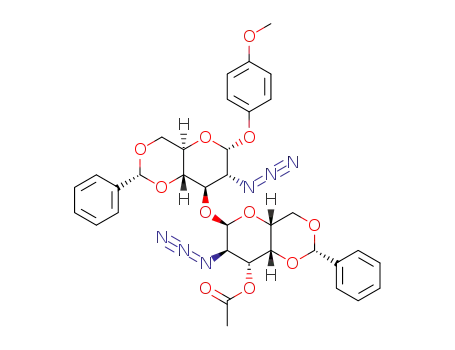 p-methoxyphenyl (3-O-acetyl-2-azido-4,6-O-benzylidene-2-deoxy-α-D-galactopyranosyl)-(1→3)-2-azido-4,6-O-benzylidene-2-deoxy-α-D-glucopyranoside