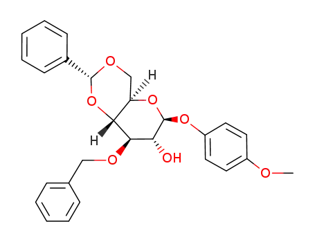 Molecular Structure of 303127-81-3 (4-METHOXYPHENYL 3-O-BENZYL-4,6-O-BENZYLIDENE-BETA-D-GLUCOPYRANOSIDE)
