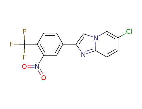 Molecular Structure of 1383624-94-9 (6-chloro-2-[3-nitro-4-(trifluoromethyl)phenyl]imidazo[1,2-a]pyridine)