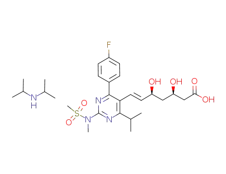 Molecular Structure of 862994-56-7 (E-7-[2-(N-methyl-N-methanesulfonylamino)-4-(4-fluorophenyl)-6-isopropyl-pyrimidin-5-yl]-(3R,5S)-3,5-dihydroxyhept-6-enoic acid diisopropylamine salt)