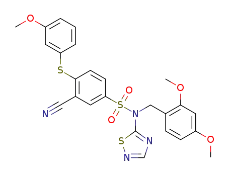 3-cyano-N-(2,4-dimethoxybenzyl)-4-[(3-methoxyphenyl)thio]-N-1,2,4-thiadiazol-5-ylbenzenesulfonamide
