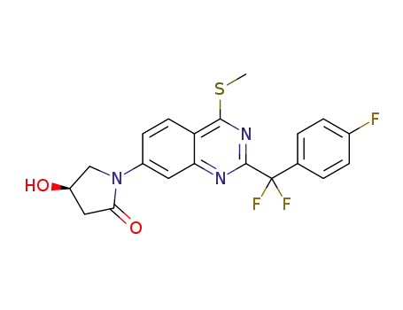 Molecular Structure of 1362910-95-9 ((R)-1-(2-(difluoro(4-fluorophenyl)methyl)-4-(methylthio)quinazolin-7-yl)-4-hydroxypyrrolidin-2-one)