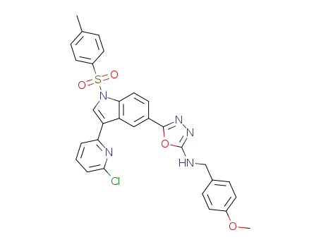 5-(3-(6-chloropyridin-2-yl)-1-tosyl-1H-indol-5-yl)-N-(4-methoxybenzyl)-1,3,4-oxadiazol-2-amine
