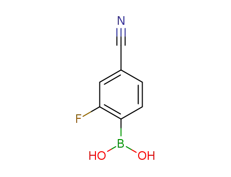 Molecular Structure of 1150114-77-4 (4-CYANO-2-FLUOROPHENYLBORONIC ACID)