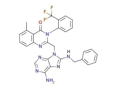 2-(6-amino-8-benzylaminopurin-9-ylmethyl)-3-(2-(trifluoromethyl)phenyl)-5-methyl-3H-quinazolin-4-one