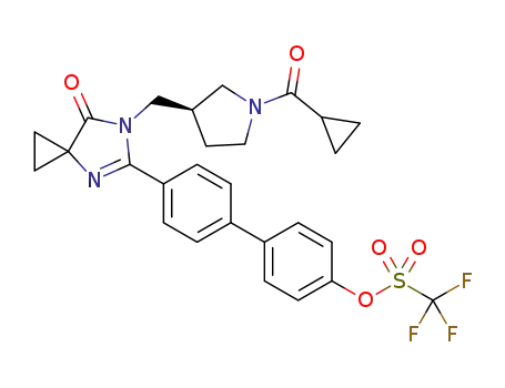 (R)-4'-(6-((1-(cyclopropanecarbonyl)pyrrolidin-3-yl)methyl)-7-oxo-4,6-diazaspiro[2.4]hept-4-en-5-yl)-[1,1'-biphenyl]-4-yl trifluoromethanesulfonate