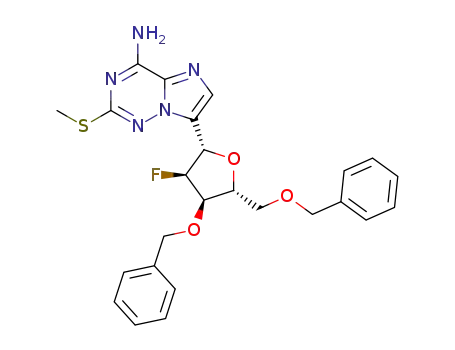 (2S,3R,4R,5R)-7-(4-(benzyloxy)-5-(benzyloxymethyl)-3-fluorotetrahydrofuran-2-yl)-2-(methylthio)imidazo[2,1-f][1,2,4]-triazin-4-amine