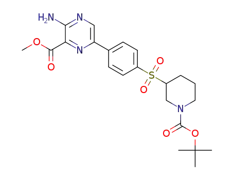 Molecular Structure of 1432755-73-1 (methyl 3-amino-6-[4-[(1-tert-butoxycarbonyl-3-piperidyl)sulfonyl]phenyl]pyrazine-2-carboxylate)