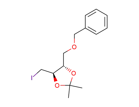 Molecular Structure of 114826-50-5 (1,3-Dioxolane, 4-(iodomethyl)-2,2-dimethyl-5-[(phenylmethoxy)methyl]-,
(4R,5S)-)