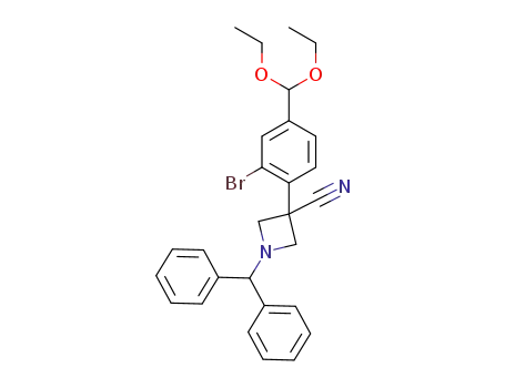1-benzhydryl-3-(2-bromo-4-(diethoxymethyl)phenyl)azetidine-3-carbonitrile