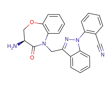 (S)-2-(3-((3-amino-4-oxo-3,4-dihydrobenzo[b][1,4]oxazepin-5(2H)-yl)methyl)-1H-indazol-1-yl)benzonitrile