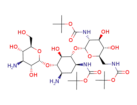 Molecular Structure of 132260-09-4 (3,2',6'-tris-N-(tert-butoxycarbonyl)kanamycin B)