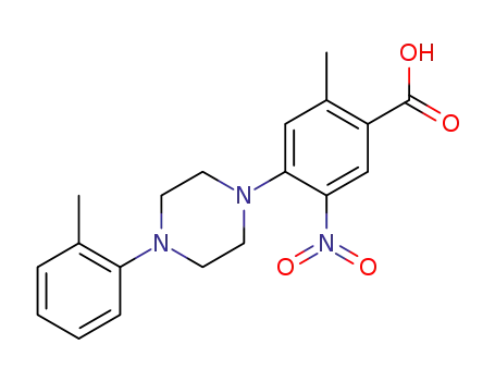 Molecular Structure of 1447363-95-2 (2-methyl-5-nitro-4-(4-o-tolylpiperazin-1-yl)benzoic acid)