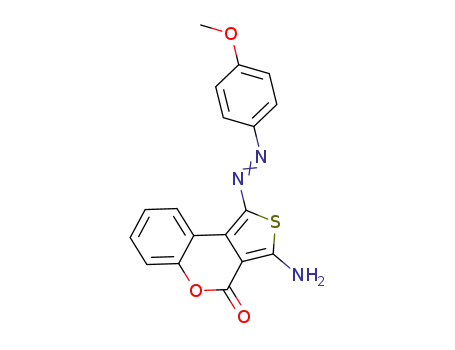 Molecular Structure of 872425-31-5 (4H-Thieno[3,4-c][1]benzopyran-4-one,
3-amino-1-[(4-methoxyphenyl)azo]-)