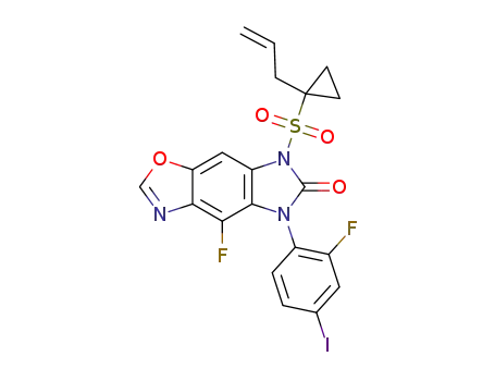 Molecular Structure of 1448441-86-8 (7-((1-allylcyclopropyl)sulfonyl)-4-fluoro-5-(2-fluoro-4-iodophenyl)-5H-imidazo[4',5':4,5]benzo[1,2-d]oxazol-6(7H)-one)