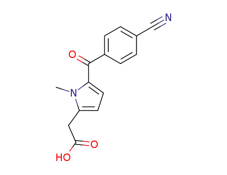 Molecular Structure of 26171-32-4 (1H-Pyrrole-2-acetic acid, 5-(4-cyanobenzoyl)-1-methyl-)