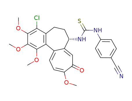 Molecular Structure of 1267990-85-1 (4-chloro-N-[(4-cyanophenyl)thiocarbamoyl]deacetyl colchicine)