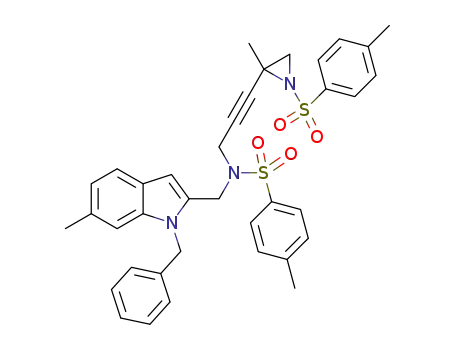 N-((1-benzyl-6-methyl-1H-indol-2-yl)methyl)-4-methyl-N-(3-(2-methyl-1-tosylaziridin-2-yl)-prop-2-ynyl)benzenesulfonamide