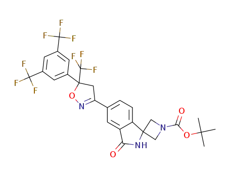 tert-butyl 5'-(5-(3,5-bis(trifluoromethyl)phenyl)-5-(trifluoromethyl)-4,5-dihydroisoxazol-3-yl)-3'-oxospiro[azetidine-3,1'-isoindoline]-1-carboxylate