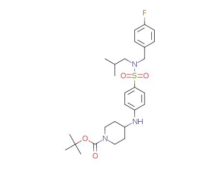 Molecular Structure of 1613304-72-5 (4-{4-[(4-fluorobenzyl)-N-isobutylsulfamoyl]phenylamino}piperidine-1-carboxylic acid tert-butyl ester)