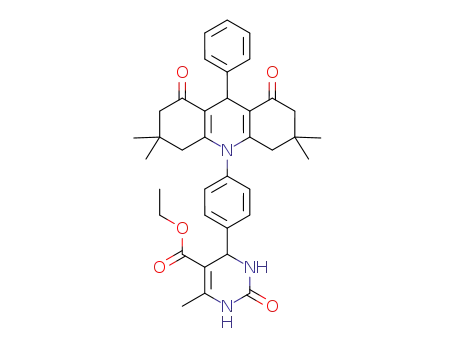 Molecular Structure of 1427288-12-7 (ethyl-1,2,3,4-tetrahydro-4-(4-(1,2,3,4,5,6,7,8-octahydro-3,3,6,6-tetramethyl-1,8-dioxo-9-phenylacridin-10(9H)-yl)phenyl)-6-methyl-2-oxopyrimidine-5-carboxylate)