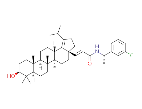 (E)-N-((S)-1-(3-chlorophenyl)ethyl)-3-((3aR,5aR,5bR,7aR,9S,11aR,11bR,13aS)-9-hydroxy-1-isopropyl-5a,5b,8,8,11a-pentamethyl-3,3a,4,5,5a,5b,6,7,7a,8,9,10,11,11a,11b,12,13,13a-octadecahydro-2H-cyclopenta[a]chrysen-3a-yl)acrylamide