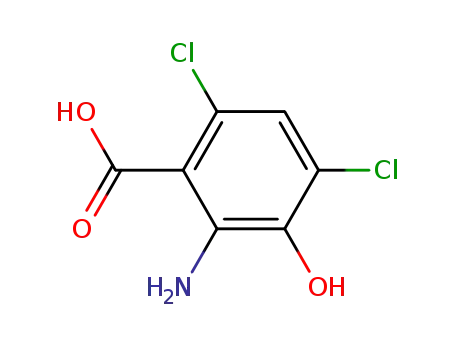 Molecular Structure of 160911-15-9 (Benzoic acid, 2-amino-4,6-dichloro-3-hydroxy-)