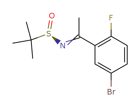 Molecular Structure of 1194044-26-2 ((R)-2-methyl-propane-2-sulfinic acid [1-(5-bromo-2-fluoro-phenyl)-ethylidene]-amide)
