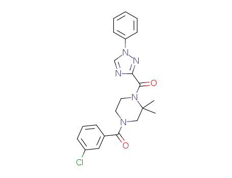 Molecular Structure of 1443757-61-6 ([4-(3-chloro-benzoyl)-2,2-dimethyl-piperazin-1-yl]-(1-phenyl-1H-[1,2,4]-triazol-3-yl)-methanone)