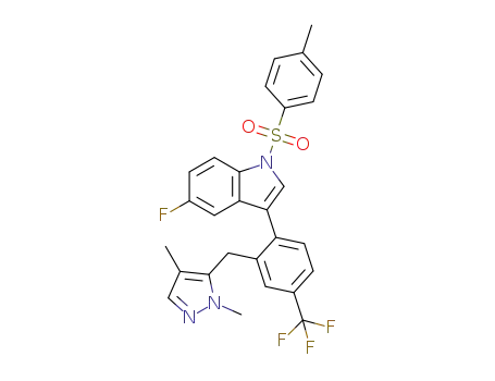 3-(2-((1,4-dimethyl-1H-pyrazol-5-yl)methyl)-4-(trifluoromethyl)phenyl)-5-fluoro-1-tosyl-1H-indole