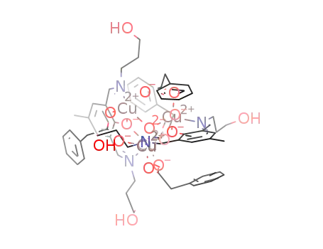 Molecular Structure of 1428987-74-9 ([Cu<sub>4</sub>(μ<sub>4</sub>-O)(μ-2,6-bis[(3-hydroxypropylimino)methyl]-4-methylphenol)<sub>2</sub>(μ<sub>1,3</sub>-phenylacetate)<sub>4</sub>])