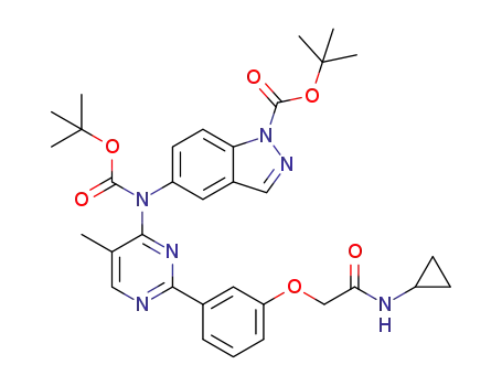 tert-butyl 5-((tert-butoxycarbonyl)(2-(3-(2-(cyclopropylamino)-2-oxoethoxy)phenyl)-5-methylpyrimidin-4-yl)amino)-1H-indazole-1-carboxylate