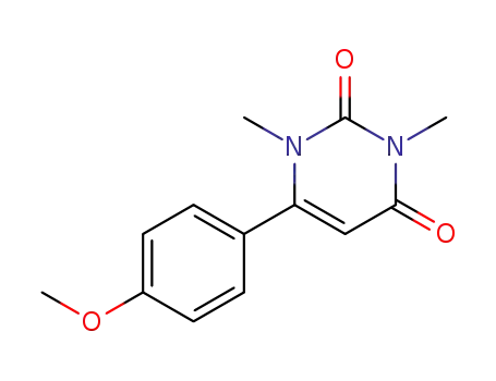 Molecular Structure of 94937-24-3 (2,4(1H,3H)-Pyrimidinedione, 6-(4-methoxyphenyl)-1,3-dimethyl-)