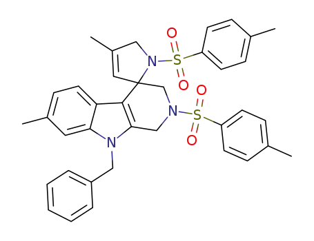 9-benzyl-4',7-dimethyl-1',2-ditosyl-1,1',2,3,5',9-hexahydro-spiro[pyrido[3,4-b]indole-4,2'-pyrrole]