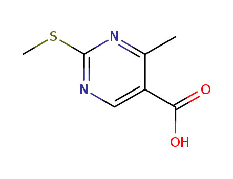 Molecular Structure of 98276-75-6 (4-METHYL-2-(METHYLTHIO)PYRIMIDINE-5-CARBOXYLIC ACID)