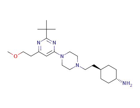 Molecular Structure of 1607474-29-2 (trans-4-(2-{4-[2-tert-butyl-6-(2-methoxyethyl)pyrimidin-4-yl]piperazin-1-yl}ethyl)cyclohexylamine)