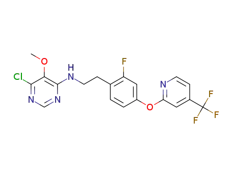 Molecular Structure of 1448663-73-7 (6-chloro-N-[2-[2-fluoro-4-[[4-(trifluoromethyl)-2-pyridyl]oxy]phenyl]ethyl]-5-methoxy-pyrimidin-4-amine)